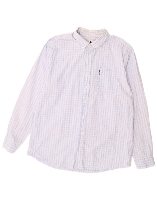 BARBOUR Mens Tailored Fit Shirt XL Blue Gingham Cotton