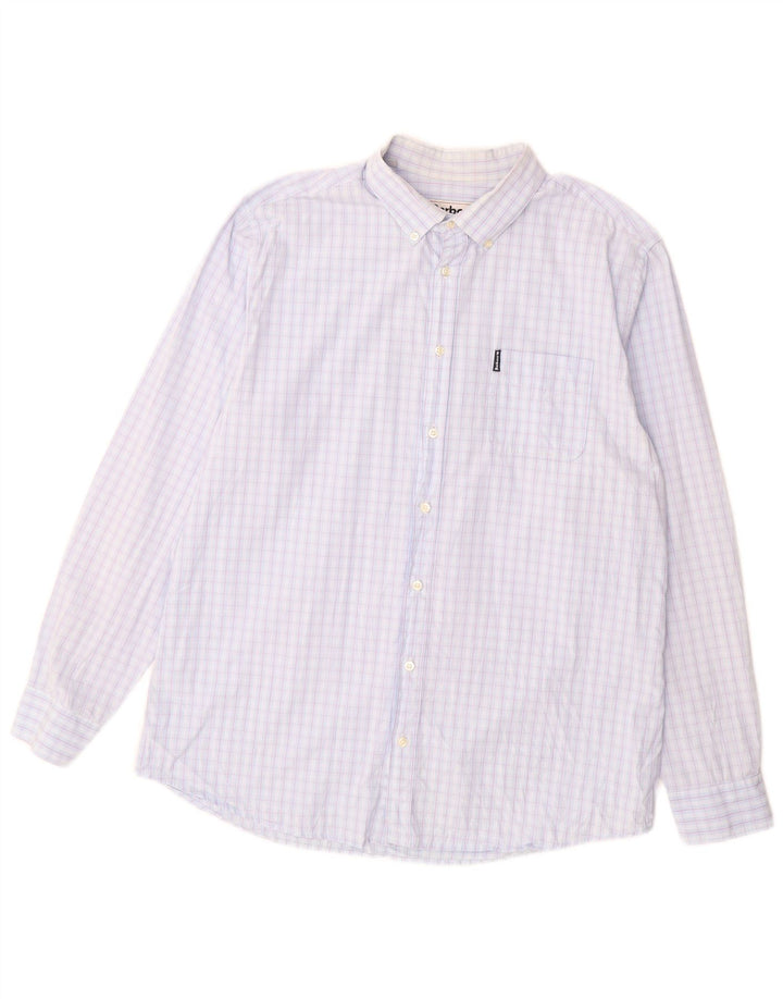 BARBOUR Camicia da uomo su misura XL in cotone a quadretti blu