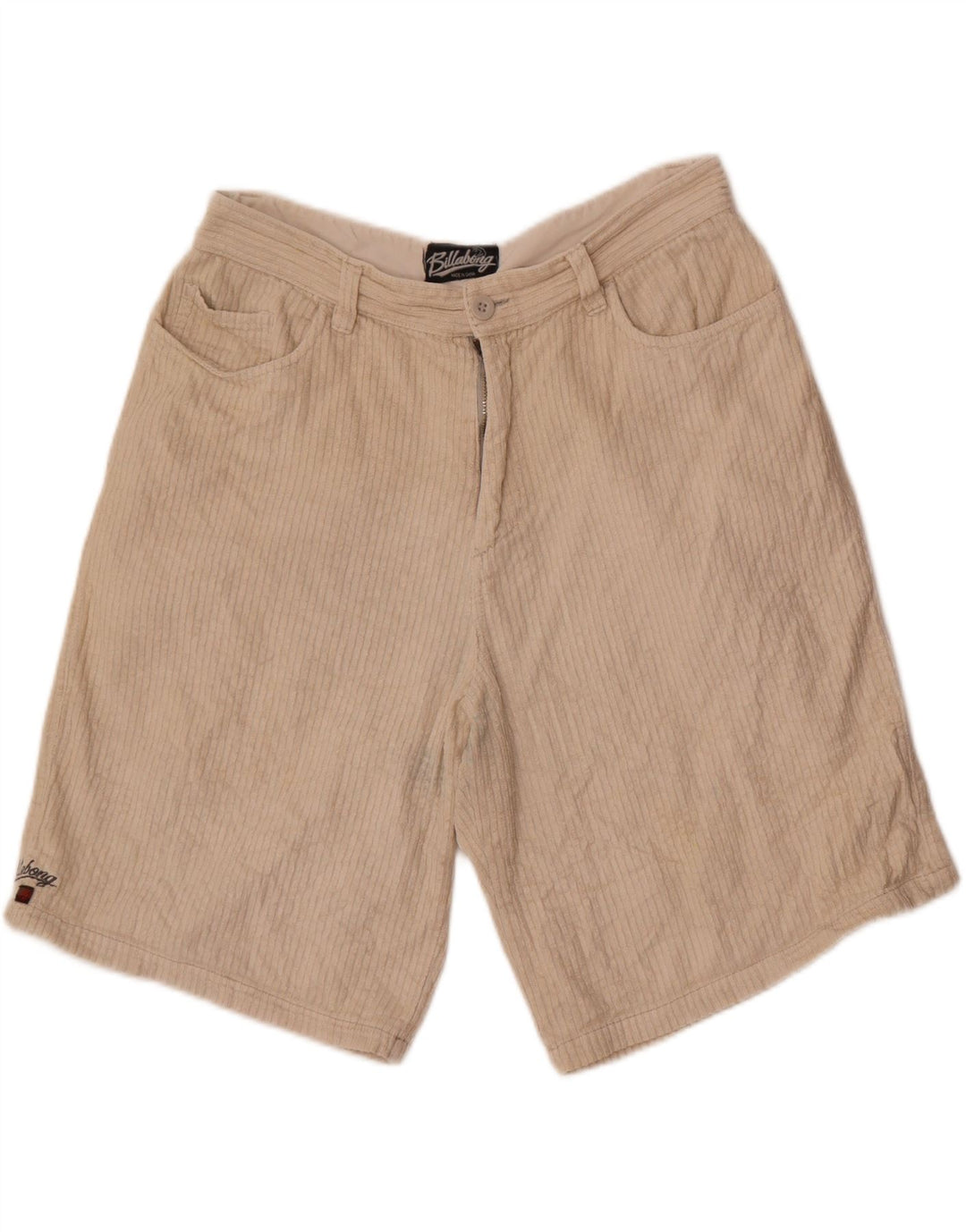 Pantaloncini di velluto a coste grafici da uomo Billabong W34 Large in cotone beige