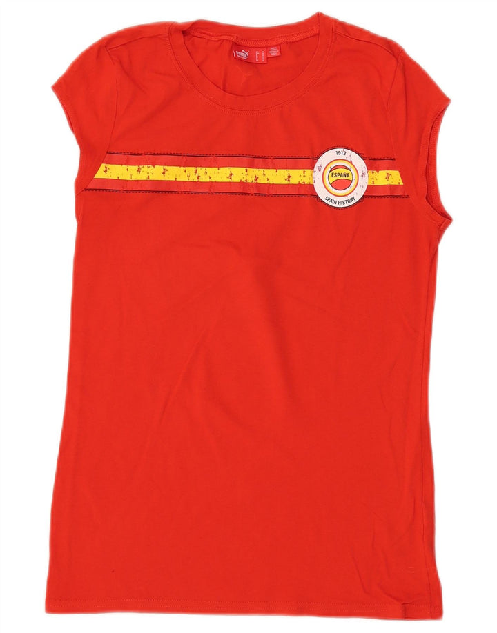 T-shirt grafica PUMA Espana da donna UK 12 medio rosso cotone