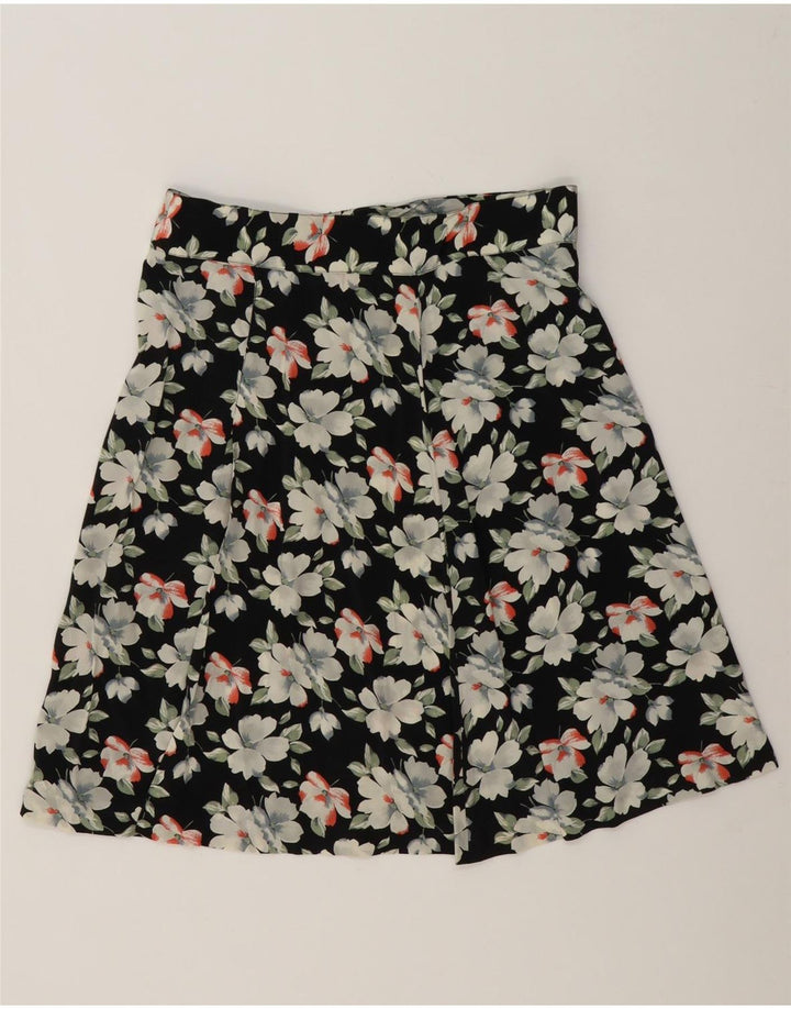 VINTAGE Womens A-Line Skirt W32 Large Black Floral Vintage Vintage and Second-Hand Vintage from Messina Hembry 