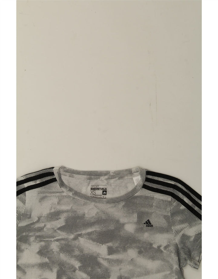 ADIDAS Womens T-Shirt Top UK 6 XS Grey Tie Dye Polyester Vintage Adidas and Second-Hand Adidas from Messina Hembry 