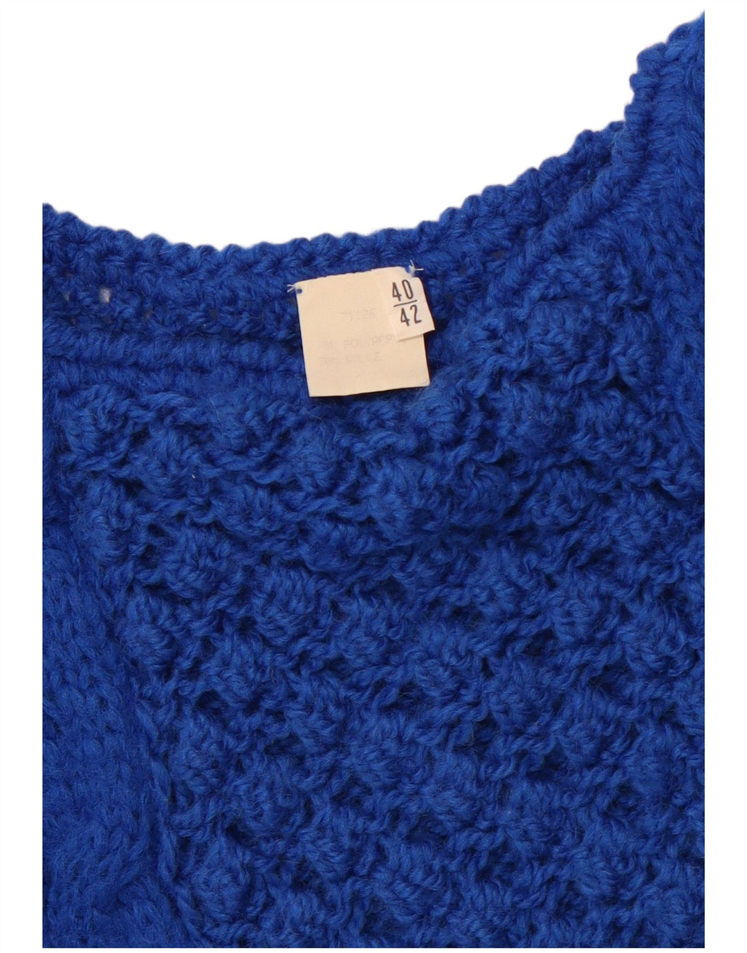 Maglione maglione vintage da donna con scollo a barca EU 40 poliacrilico blu medio