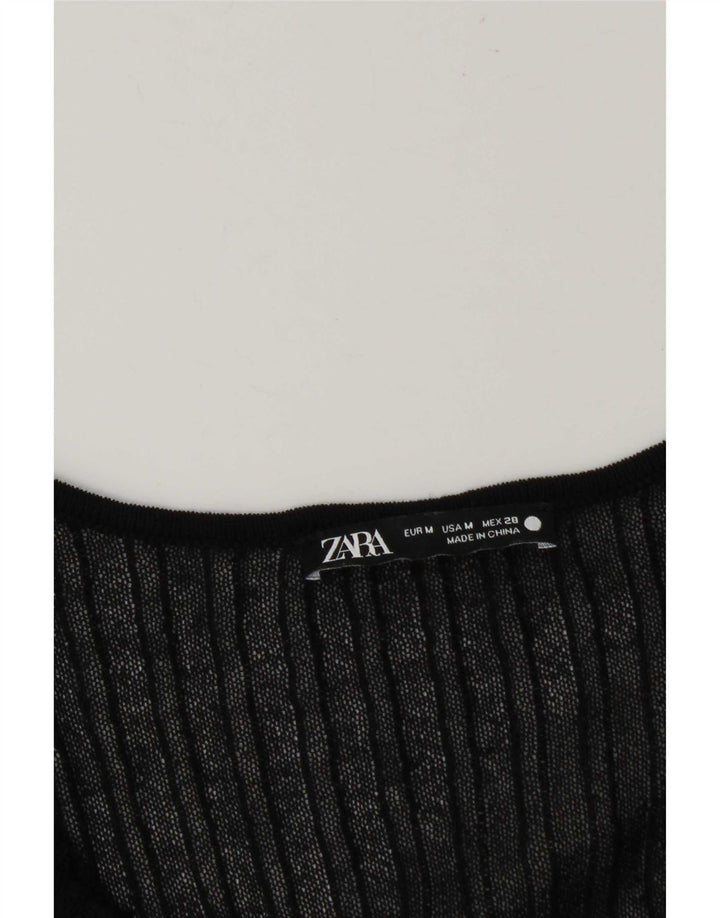 Top Zara da donna con maniche a 3/4 trasparenti, taglia UK 12, colore nero medio