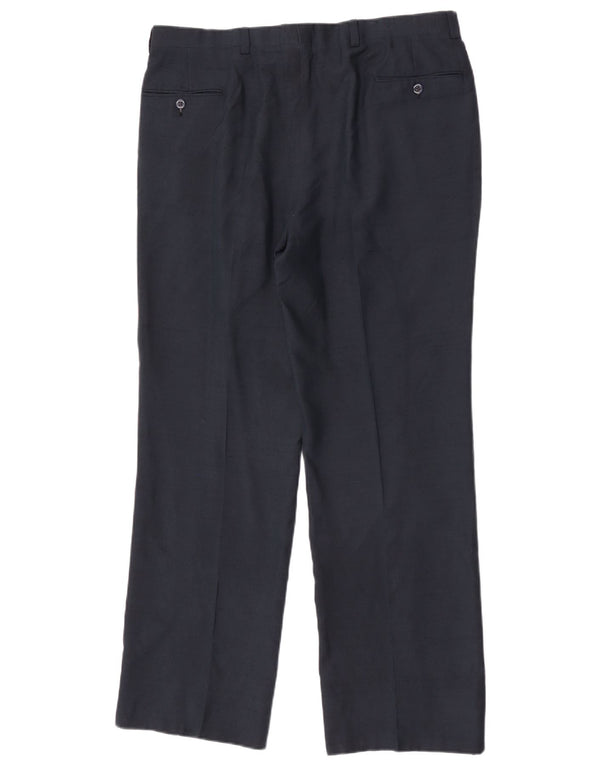 Pantaloni da abito dritti vintage da uomo W34 L32 blu navy