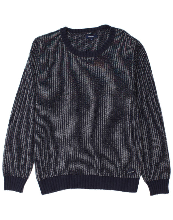 Gant Maglione da uomo con scollo a barca Maglione grande in cotone a righe blu navy