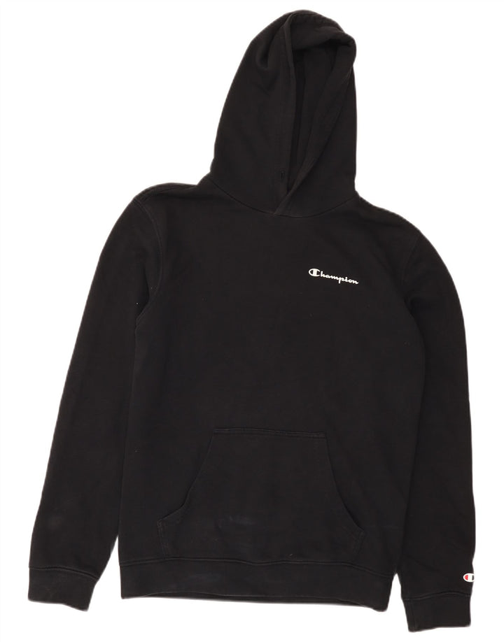 Felpa con cappuccio da uomo Champion piccola in cotone nero