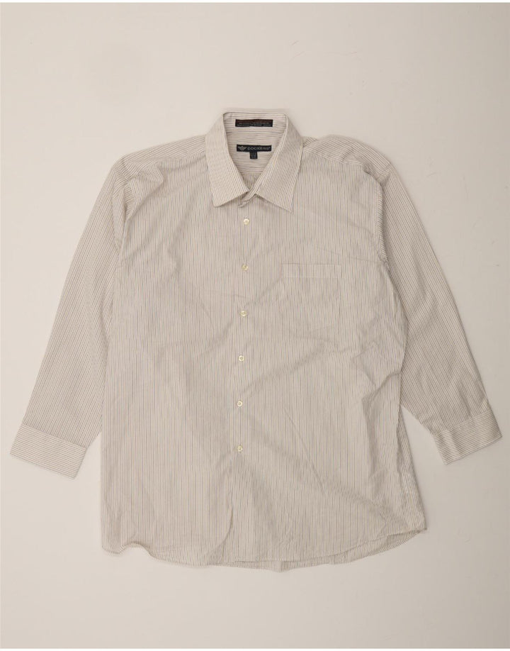 DOCKERS Mens Shirt Size 17 1/2 XL Beige Striped Cotton Vintage Dockers and Second-Hand Dockers from Messina Hembry 