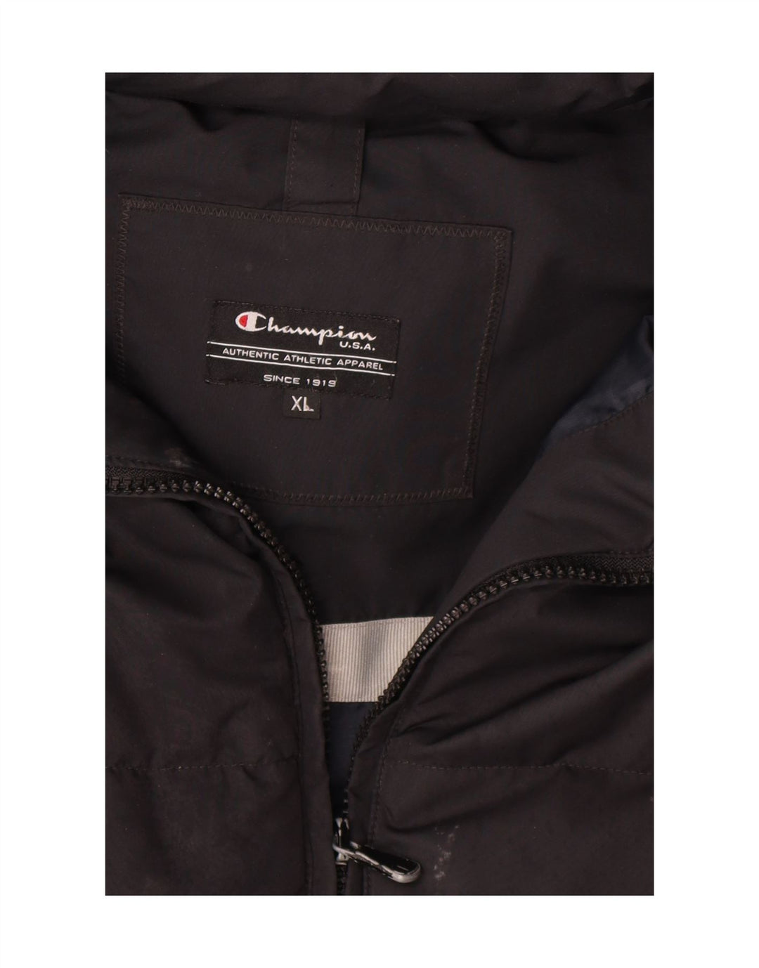 Cappotto imbottito con cappuccio da uomo Champion UK 42 XL Nero
