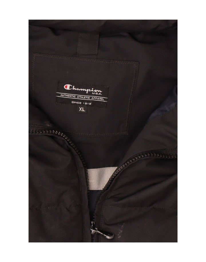 Cappotto imbottito con cappuccio da uomo Champion UK 42 XL Nero