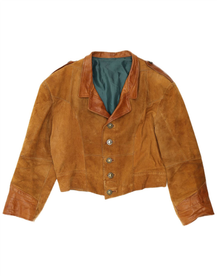 Giubbotto bomber in pelle scamosciata vintage da uomo UK 38 Marrone medio