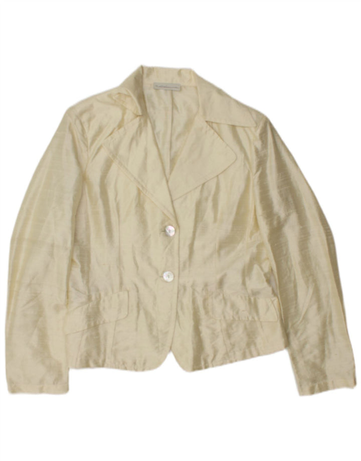 Giacca blazer vintage da donna a 2 bottoni IT 44 seta gialla media