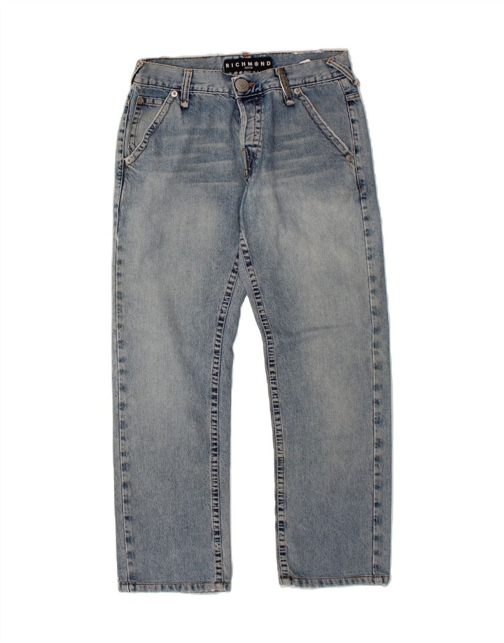 RICHMOND Mens Graphic Straight Jeans W31 L28 Blue Cotton Vintage Richmond and Second-Hand Richmond from Messina Hembry 