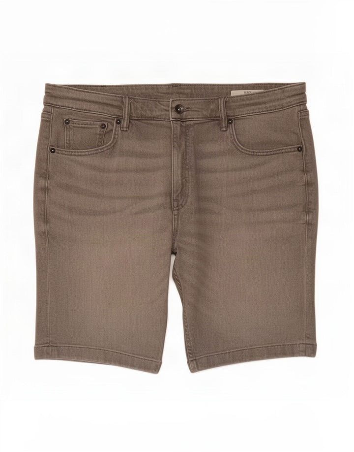 Pantaloncini di jeans da uomo Marks & Spencer W36 grandi cotone grigio
