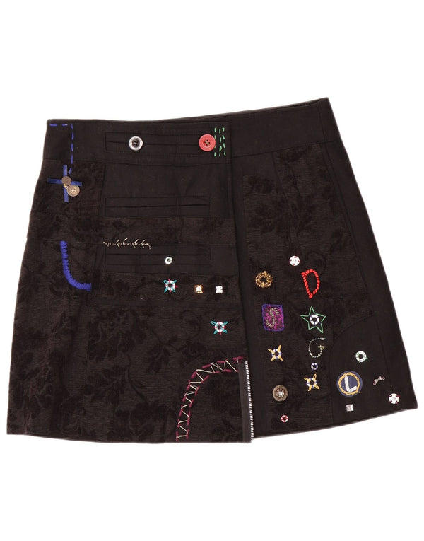 Desigual Mini Gonna a portafoglio con grafica da donna EU 42 Large W32 Nero floreale
