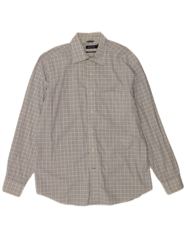 Camicia da uomo Nautica in cotone a quadri bianchi grandi