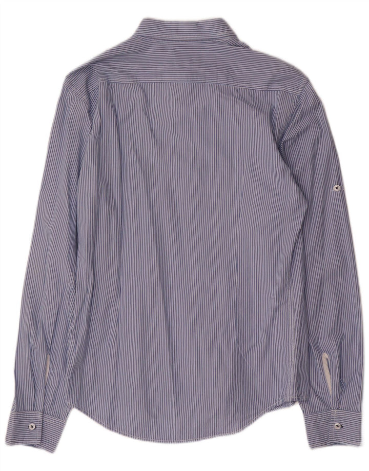 Camicia Zara Uomo Large in cotone a righe blu