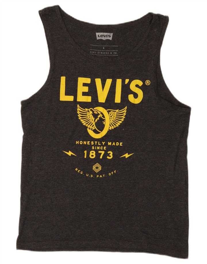 Canotta grafica da uomo Levi's piccola in cotone grigio
