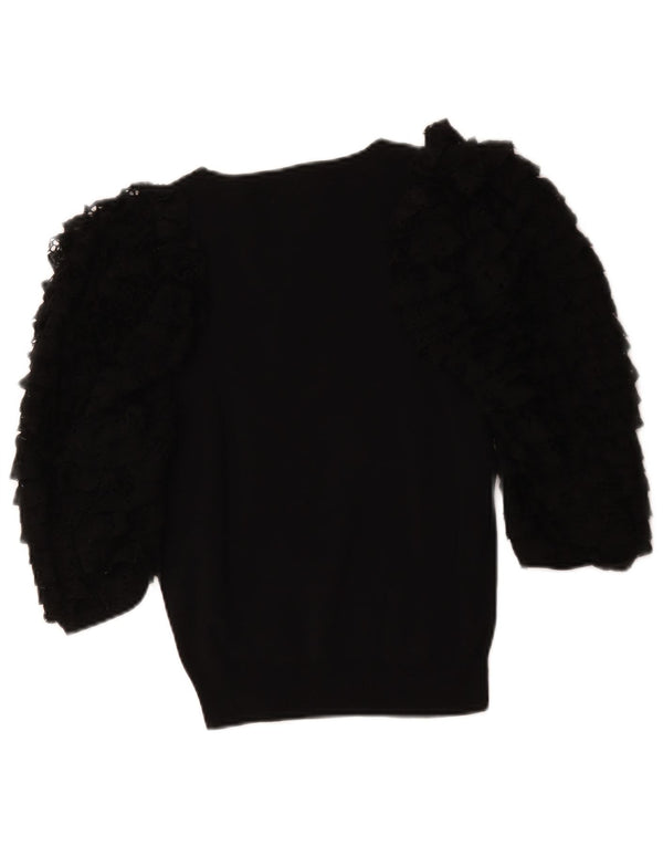 Top Zara da donna con maniche a 3/4, taglia UK 12, cotone nero medio