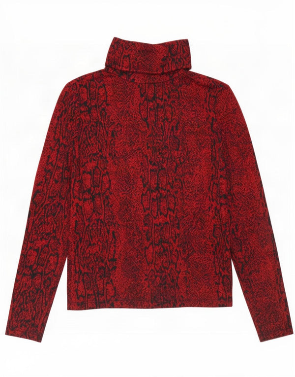 Top Zara da donna con collo alto e camicetta UK 10 in poliestere con stampa animalier rosso piccolo
