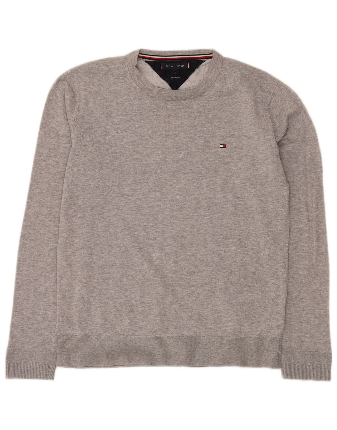 Maglione maglione girocollo da uomo Tommy Hilfiger in cotone grigio medio