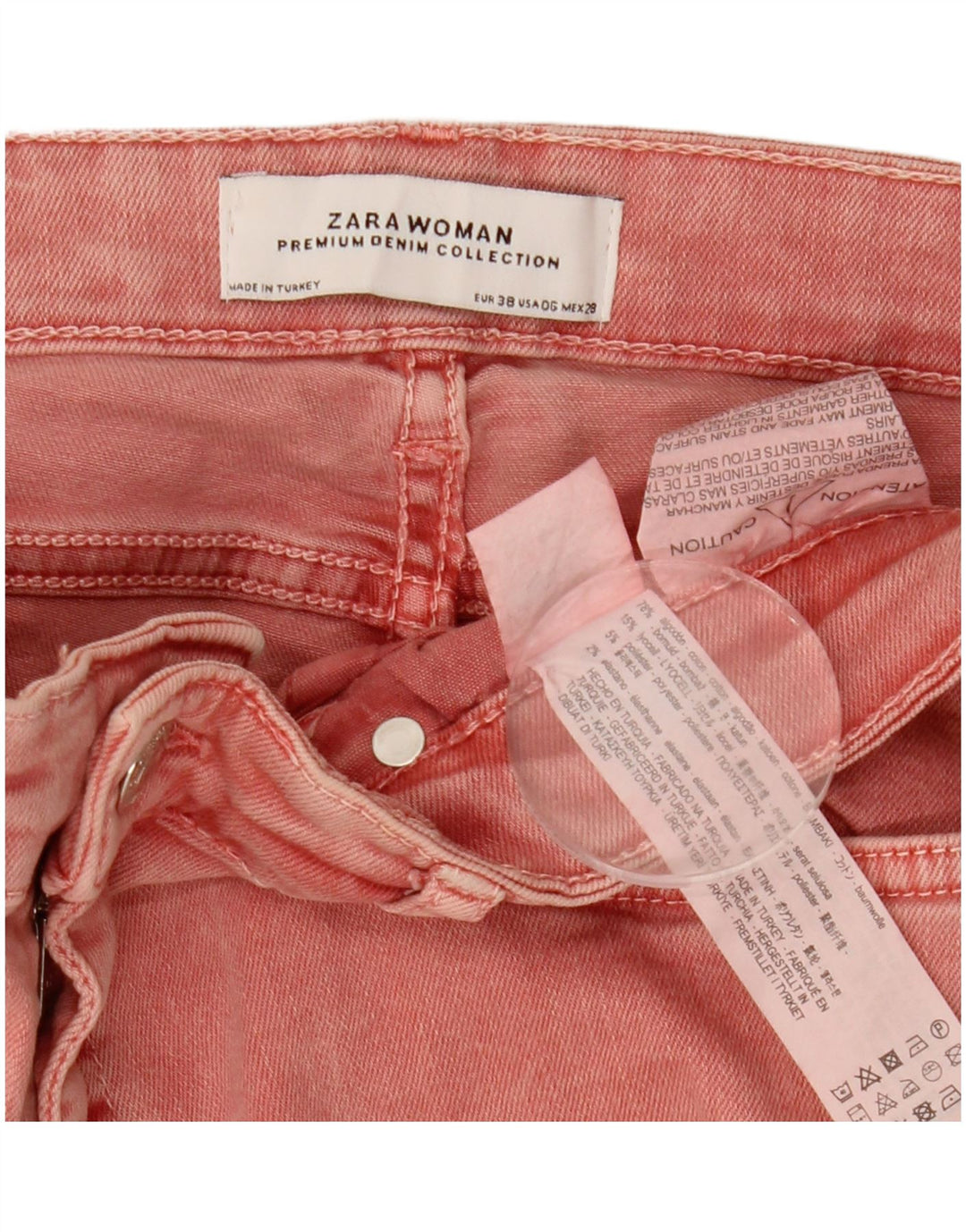 Jeans skinny da donna ZARA EU 38 Small W28 L27 Cotone rosa