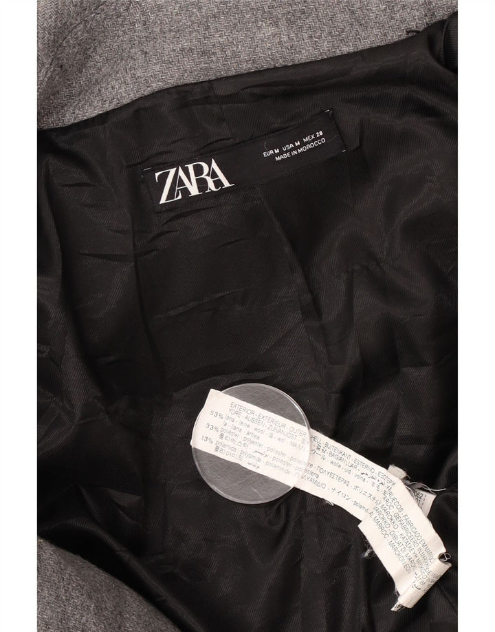 Giubbotto bomber con cappuccio da donna Zara UK 14 lana grigio medio