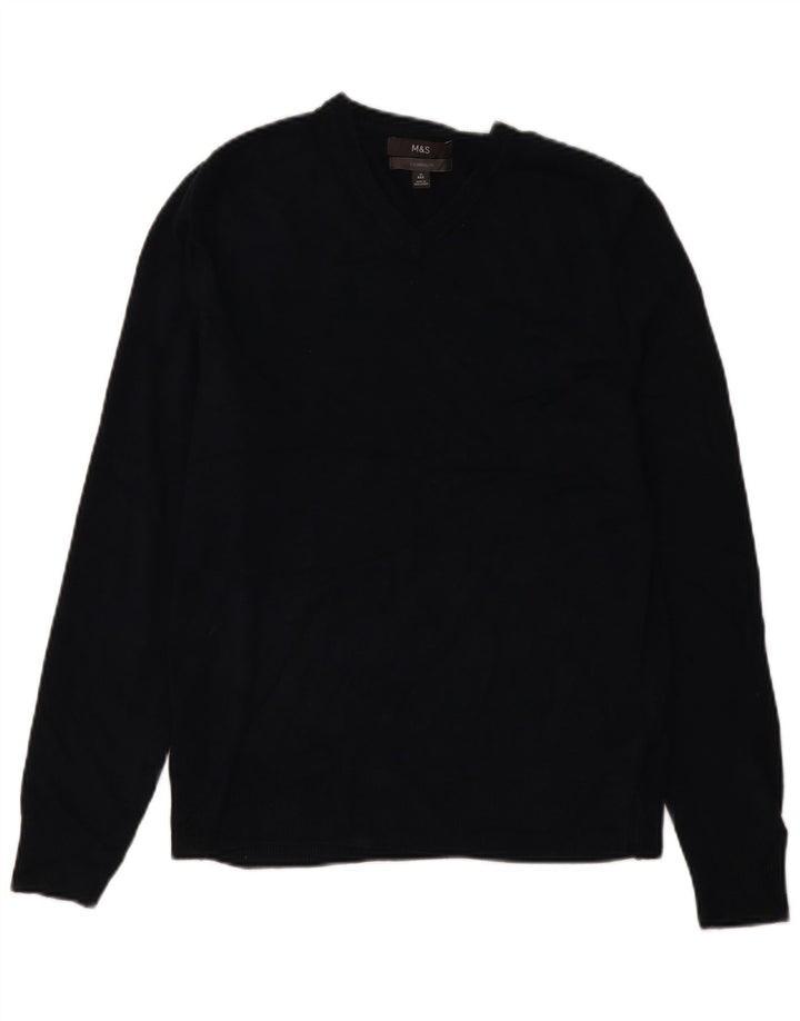 Maglione da uomo con scollo a V Marks & Spencer medio blu navy in acrilico
