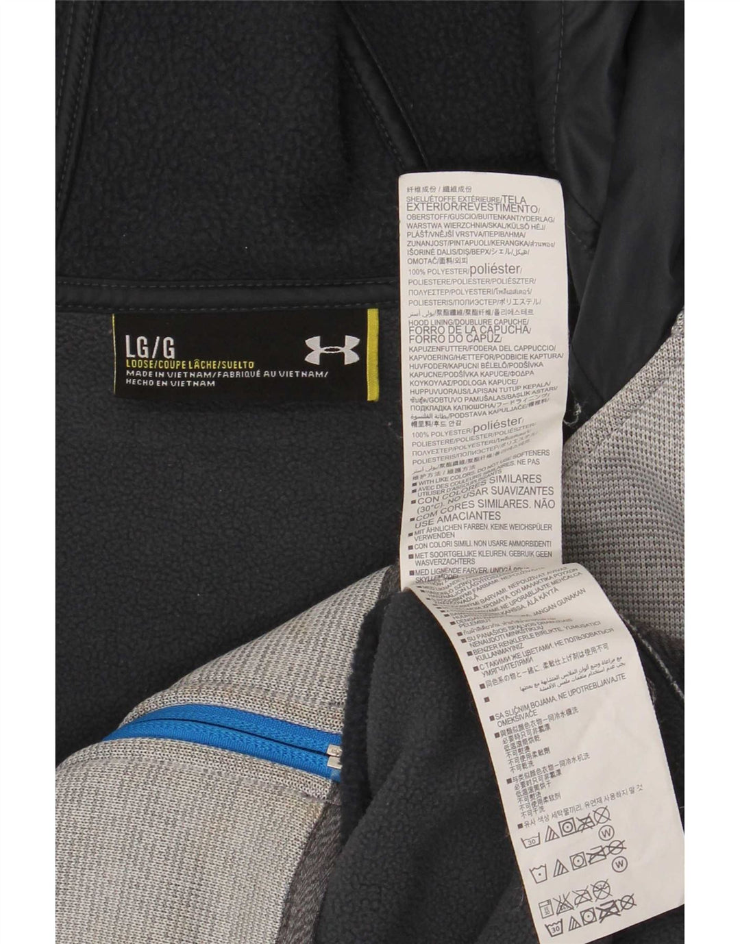 Felpa con cappuccio e zip da uomo Under Armour, grande, in poliestere color block grigio