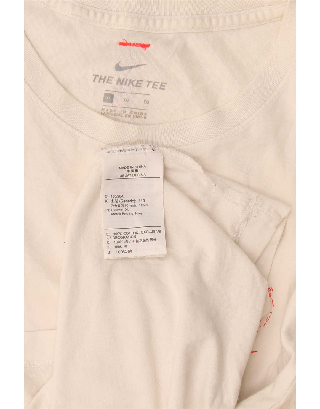 T-shirt grafica da uomo Nike Top XL in cotone bianco