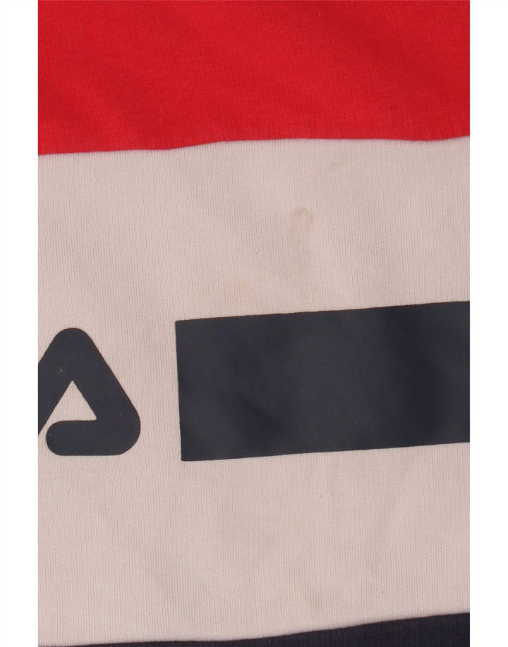 Felpa grafica da donna Fila Jumper UK 14 Cotone color block rosso medio