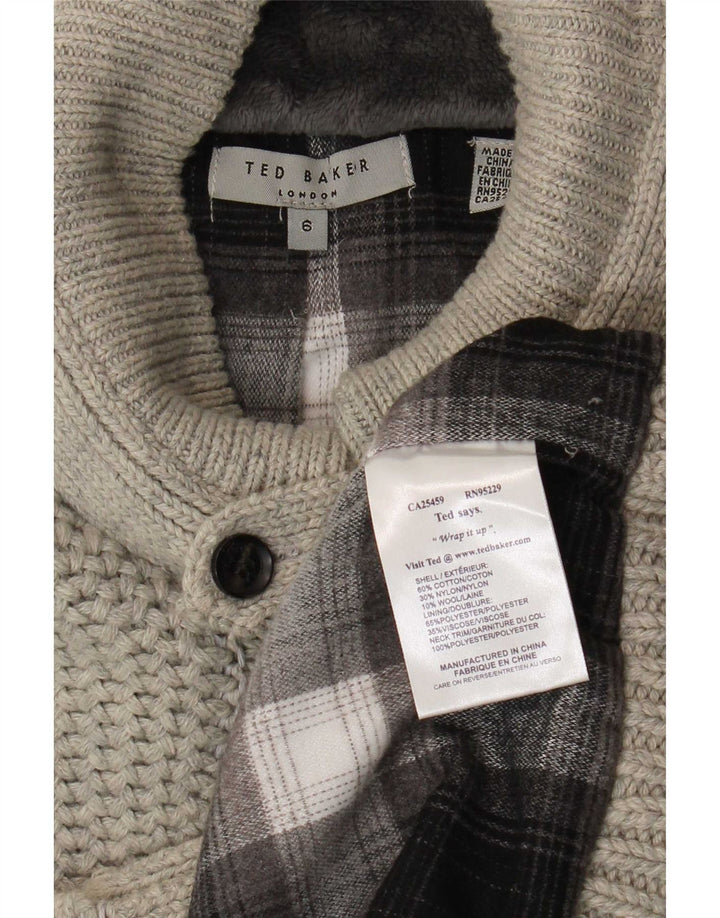 Maglione cardigan da uomo Ted Baker taglia 6 2XL cotone grigio