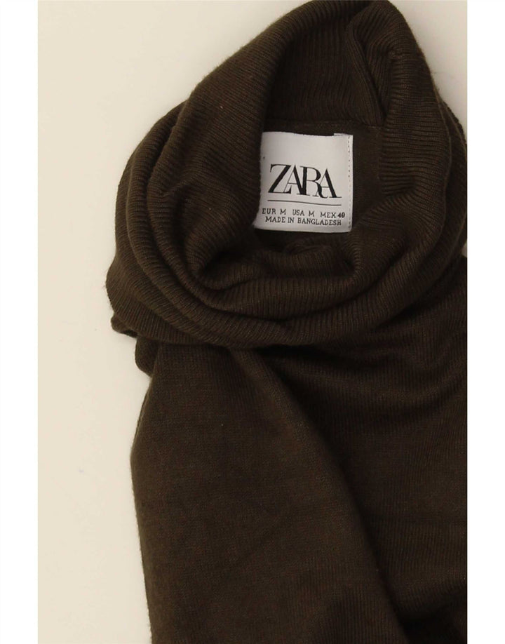 Maglione maglione a collo alto da donna Zara UK 14 Viscosa verde medio