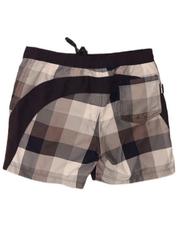 Pantaloncini da bagno da uomo Champion Large in poliestere a quadri grigi