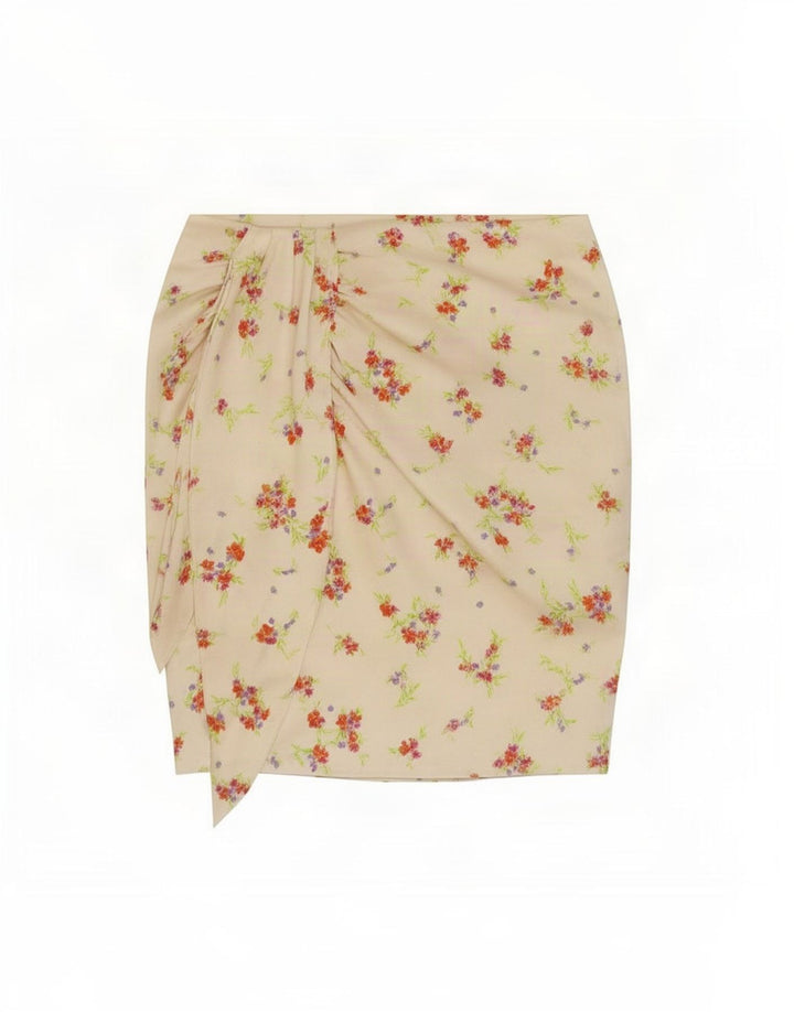 Minigonna da donna Zara media W28 poliestere floreale bianco