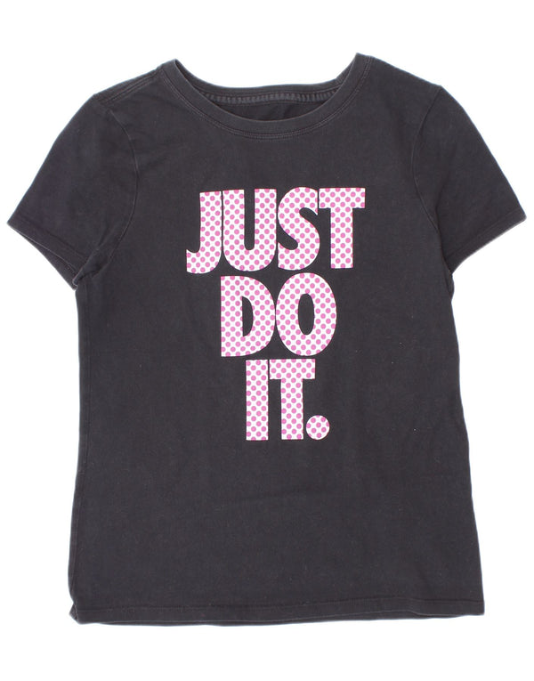 T-shirt grafica per ragazze Nike Top 10-11 anni cotone nero medio