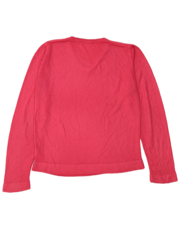 Maglione da donna con scollo a V Marks & Spencer UK 12 Acrilico rosa medio