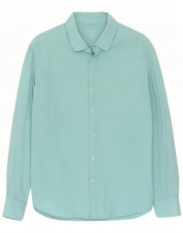 Massimo Dutti Mens Shirt XL Blue Linen