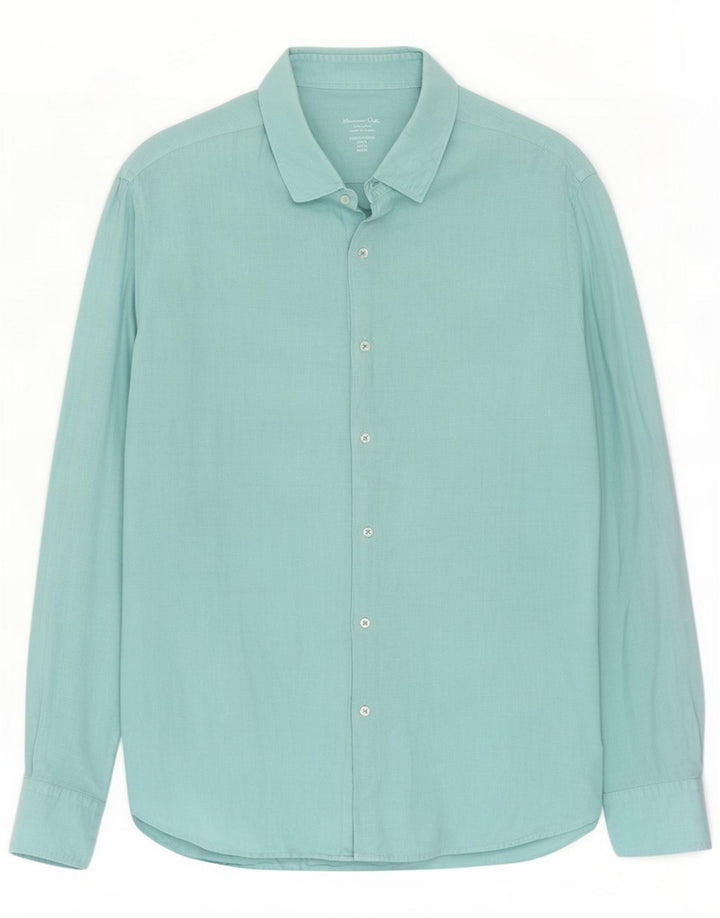Camicia Uomo Massimo Dutti XL Lino Blu