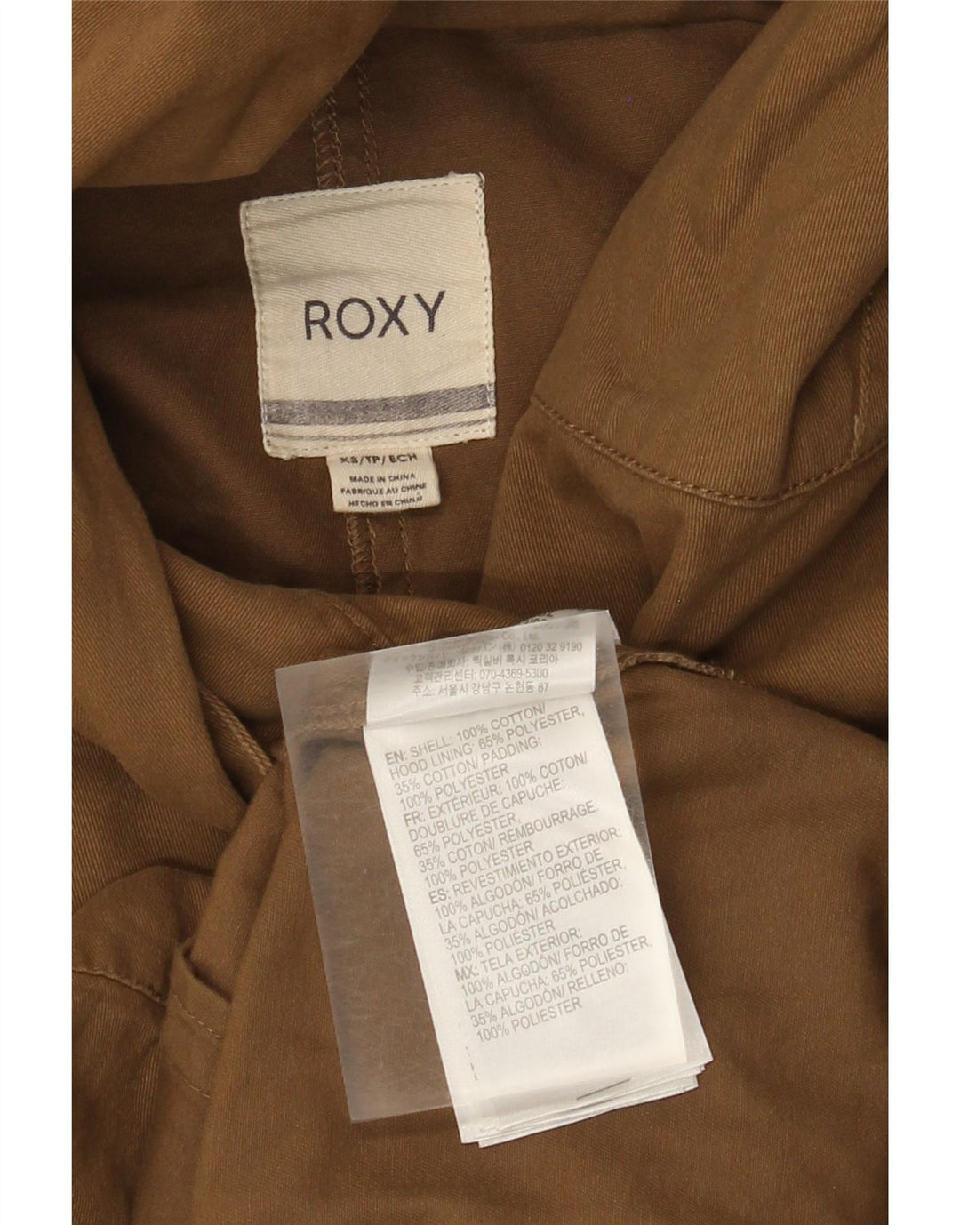 Giubbotto bomber oversize con cappuccio da donna Roxy UK 6 XS cotone marrone