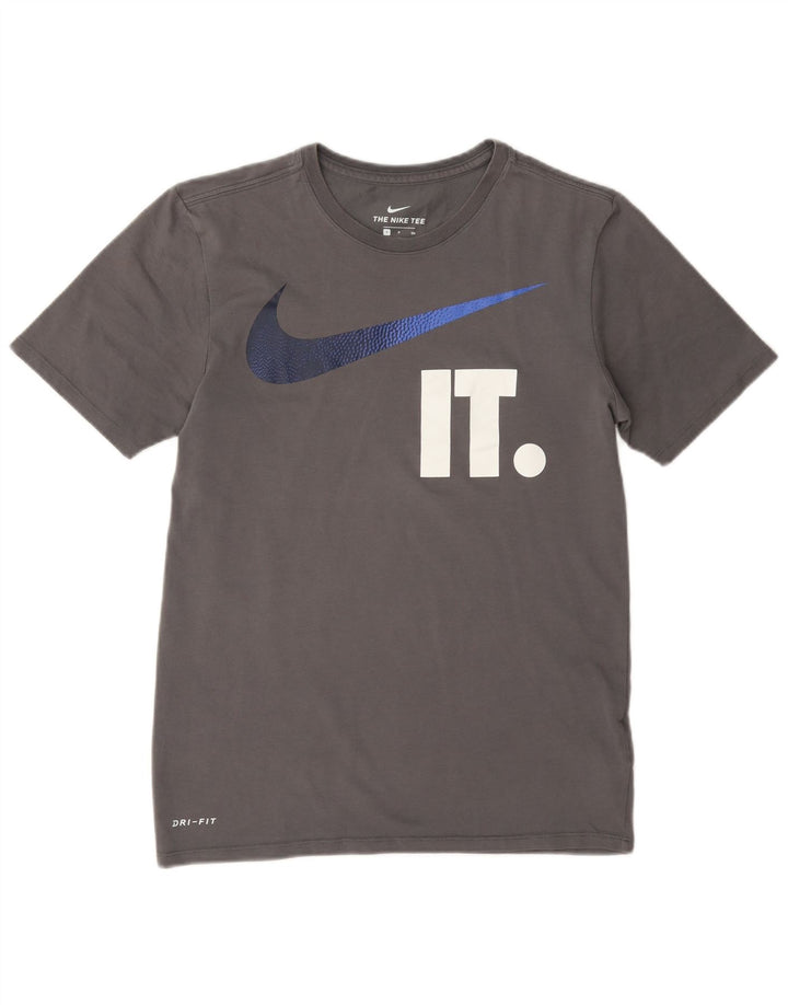 T-shirt grafica Nike Dri Fit da uomo, piccola, in cotone grigio