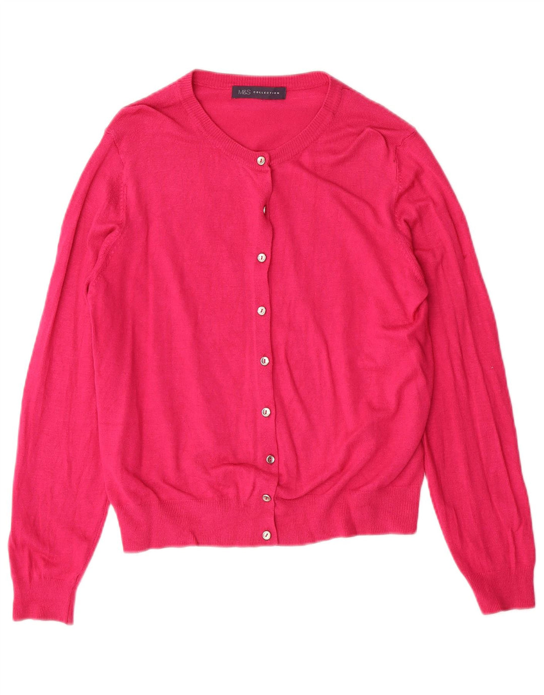 Maglione cardigan da donna Marks & Spencer UK 14 Classico in viscosa rosa medio