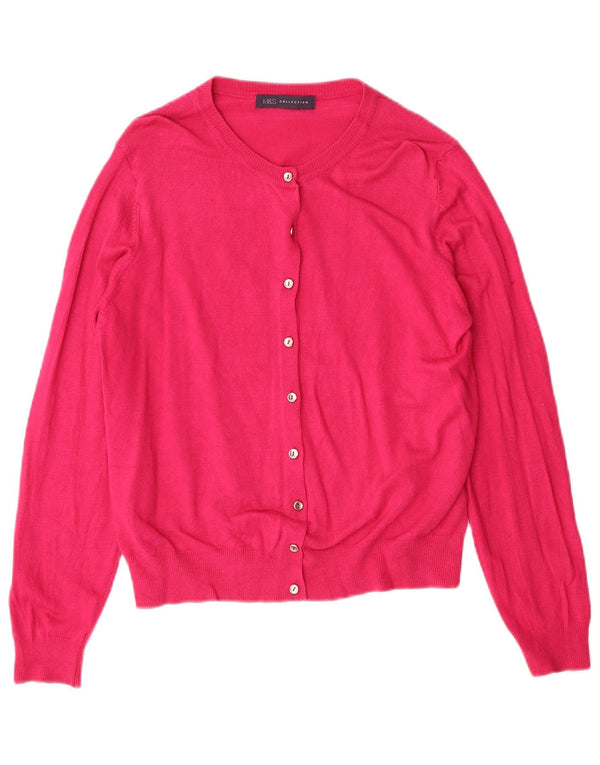 Maglione cardigan da donna Marks & Spencer UK 14 Classico in viscosa rosa medio