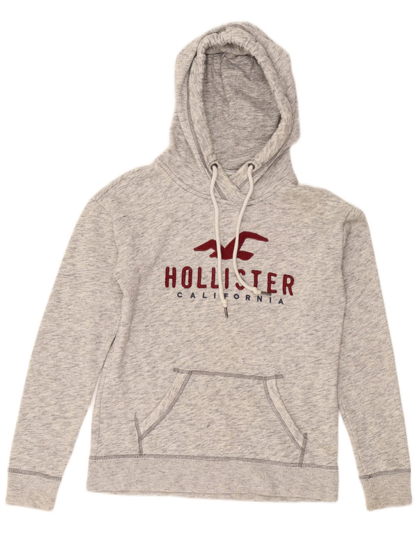 Maglione con cappuccio grafico da donna vestibilità ampia HOLLISTER UK 6 XS grigio chiazzato