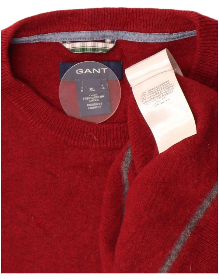 Gant Uomo Maglione Girocollo Maglione XL Lana d'Agnello a Righe Rosse