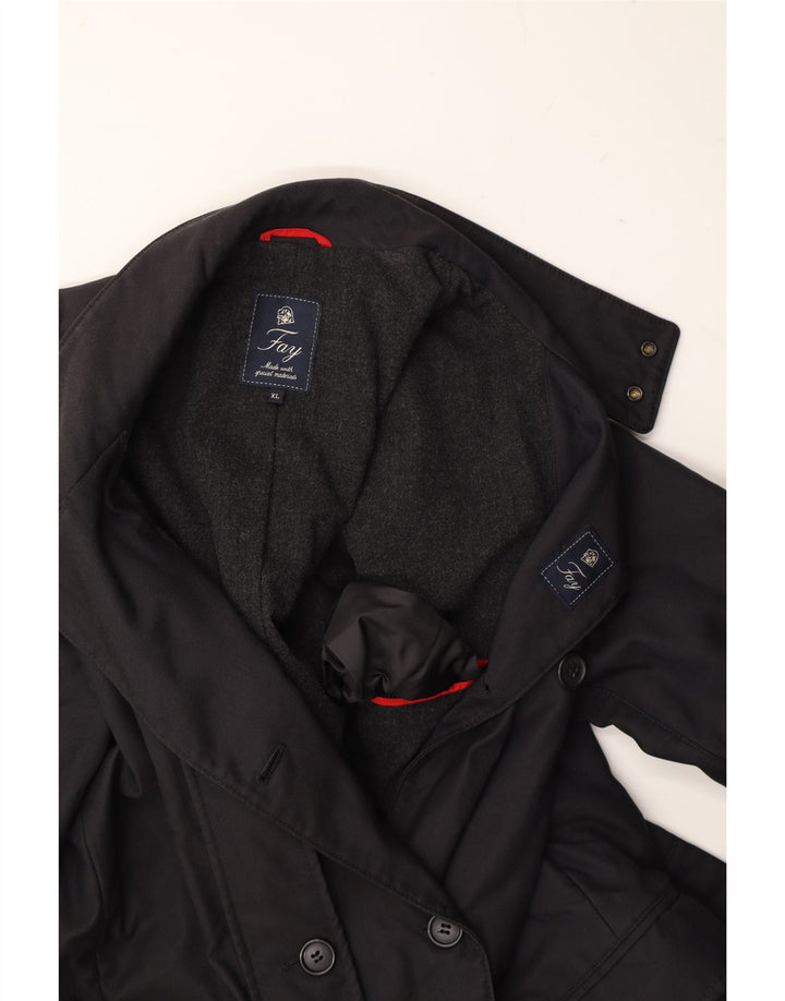 FAY Womens Double Breasted Coat UK 18 XL Black Vintage Fay and Second-Hand Fay from Messina Hembry 