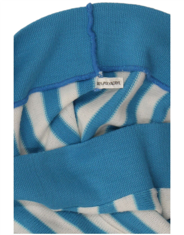 Top camicetta da donna vintage UK 16 poliacrilico a righe blu grandi