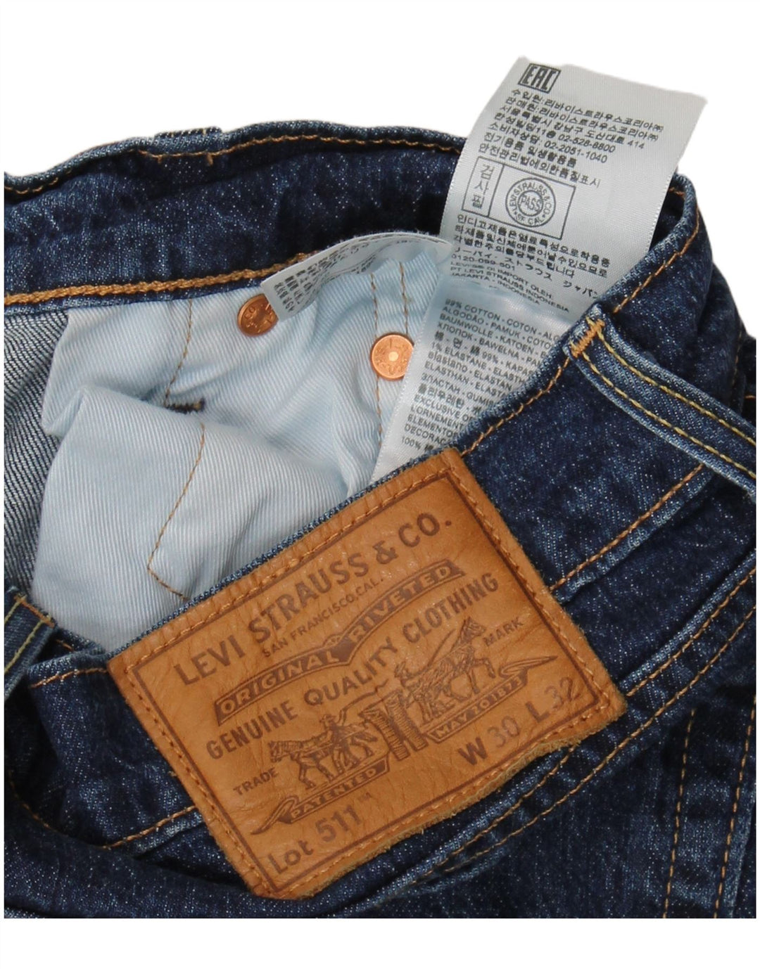 Jeans Levi's 511 Slim da donna W30 L32 in cotone blu navy