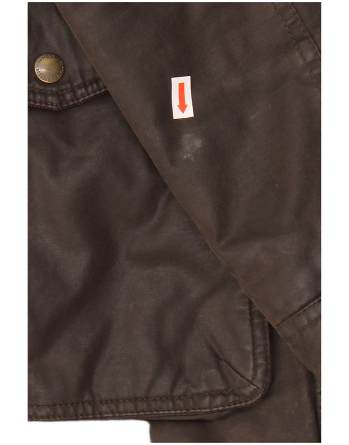 FAT FACE Womens Wax Hooded Parka Jacket UK 8 Small Brown Cotton