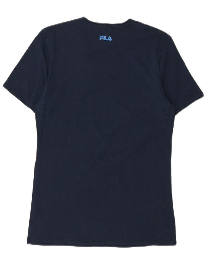T-shirt Fila da uomo Top Small in cotone blu navy